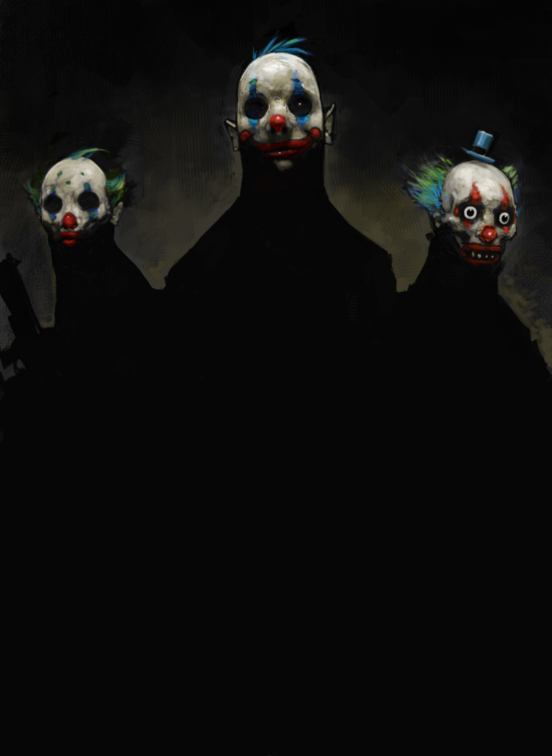 Illustration for article titled Never-seen Dark Knight concept art reveals the terrifying origins of the Joker's Clown Gang